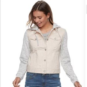 Mudd Juniors Knit Sleeve Denim jacket